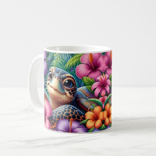 Mug Tortue Tropicale Vibrante (Devant gauche)