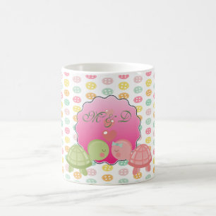 Mug Tortues Adorables Amoureuses Sur Boutons Colorés