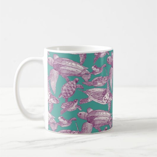 Mug tortues de mer violet turquoise (Gauche)