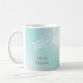 Mug Tortues marines Turquoise blanc Personnaliser (Gauche)