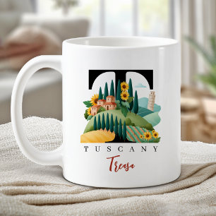 Mug Toscane Italie Monogramme Lettre T Cadeau Personna