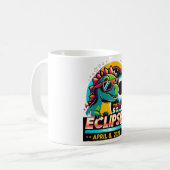 Mug Total Éclipse Solaire 2024 T-Rex Portant un verre (Devant gauche)