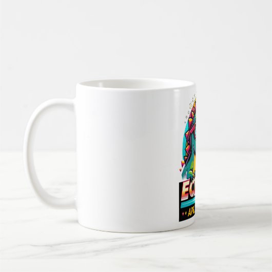 Mug Total Éclipse Solaire 2024 T-Rex Portant un verre (Gauche)