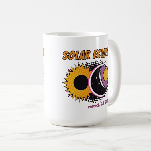 Mug Total éclipse solaire 2025 pop art design (Devant droit)