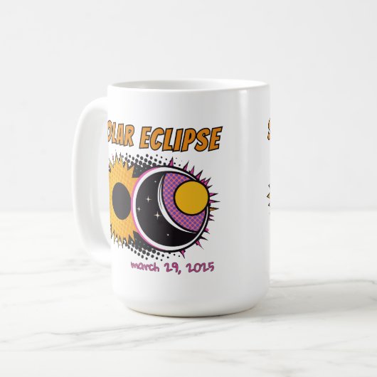 Mug Total éclipse solaire 2025 pop art design (Devant gauche)