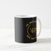 Mug Total Solaire Eclipse Avril 8 2024 USA, Custom Tex (Devant droit)