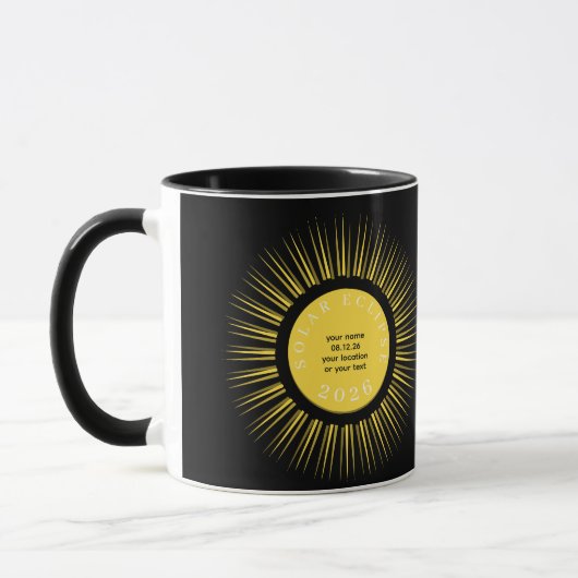 Mug Total solar eclipse 2026 your text personalized (Gauche)