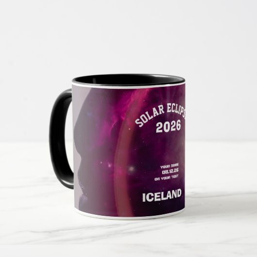 Mug Total solar eclipse August 2026 text personalized (Devant gauche)