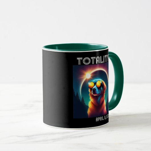 Mug Totalité Éclipse solaire Avril 8 2024 Chien drôle (Devant droit)