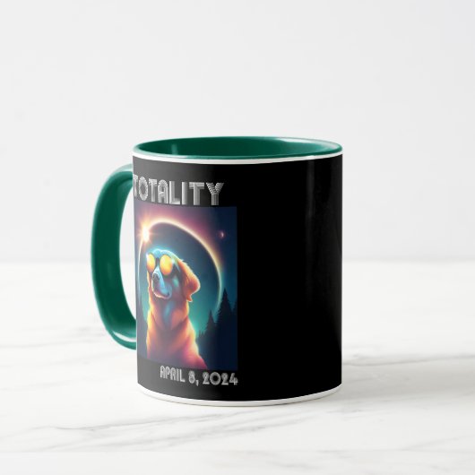 Mug Totalité Éclipse solaire Avril 8 2024 Chien drôle (Devant gauche)