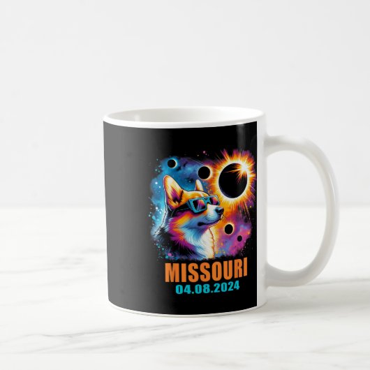 Mug Totalité Total Solaire Eclipse 2024 Missouri Corgi (Droite)
