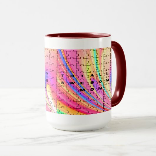 Mug Totally Awesome Maman rose Swirl Puzzle (Devant droit)
