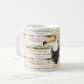 Mug Toucan Bird Pink Green Stripes (Devant gauche)
