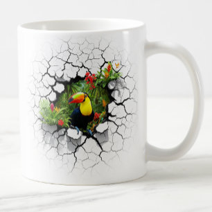 Mug Toucan Coloré En Regardant À Travers Wall Portal