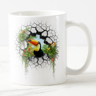 Mug Toucan Coloré En Regardant À Travers Wall Portal