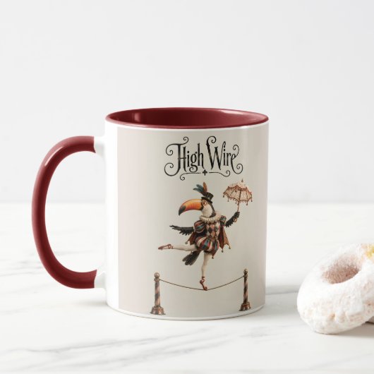 Mug Toucan Marcheur sur une Corde Raide (Avec donut)
