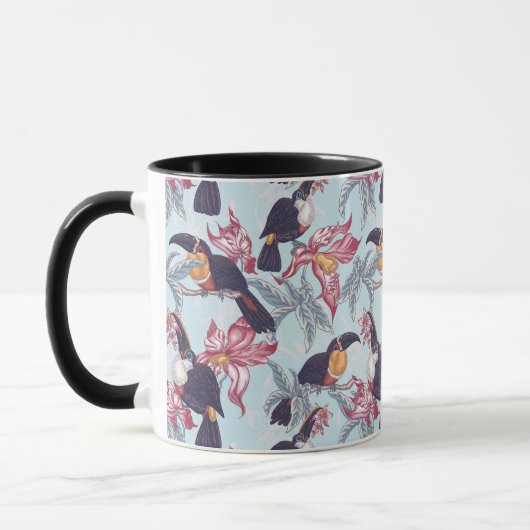 Mug Toucans avec les fleurs exotiques (Gauche)