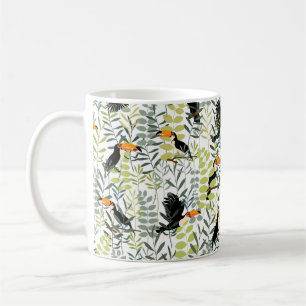 Mug Toucans en feuilles verts et branches sans soudure