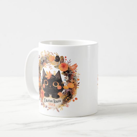 Mug Touche créative - Chat de couronne d'automne (Devant gauche)