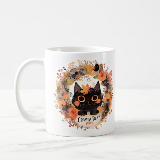 Mug Touche créative - Chat de couronne d'automne (Gauche)