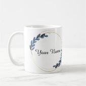 Mug Touche florale bleue personnalisée. (Gauche)