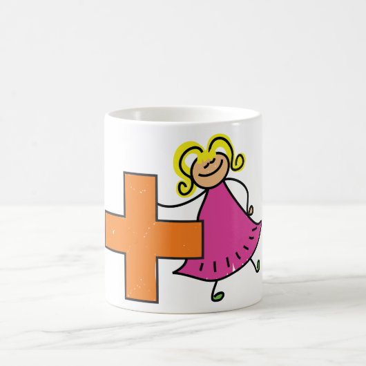 Mug Touche mignonne fille avec signe plus (Centre)