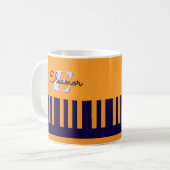 Mug Touches de piano Cool moderne Orange et bleu Monog (Devant gauche)