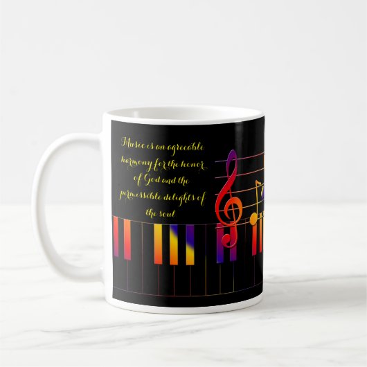 Mug Touches de piano, notes de musique et devis de pla (Gauche)