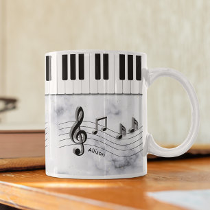 Mug Touches de piano personnalisées et notes musicales