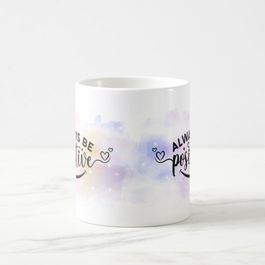 Mug Toujours être positif violet jaune (Centre)