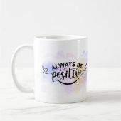 Mug Toujours être positif violet jaune (Gauche)