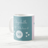 Mug Toujours fabuleuse à 50 ans fleurs vert rose (Devant gauche)