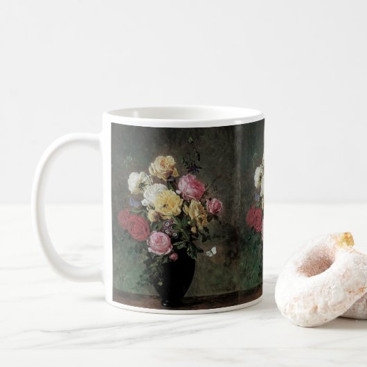 Mug Toujours la vie avec des fleurs dans Vase par Olaf (Avec donut)