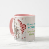 Mug Toujours ma mère -Chien maman & bébé rose (Devant gauche)