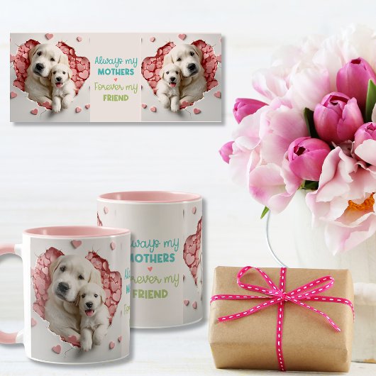 Mug Toujours ma mère -Chien maman & bébé rose