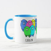Mug Toujours prêt à tricoter des moutons colorés perso (Gauche)