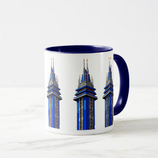 Mug Tour bleu de demain : Autocollant Art Déco Sci-Fi