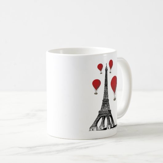 Mug Tour Eiffel et Ballons rouges à air chaud (Devant droit)