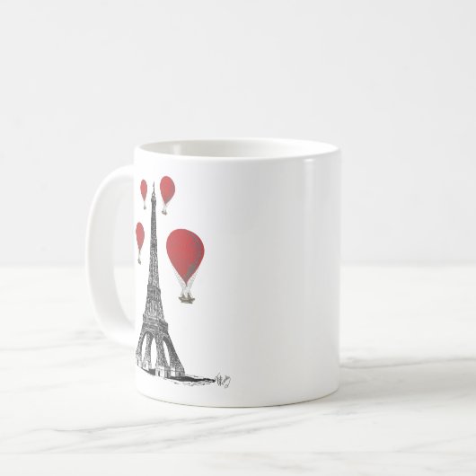Mug Tour Eiffel et Ballons rouges à air chaud (Devant gauche)