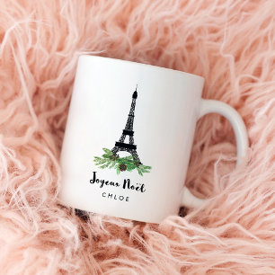 Mug Tour Eiffel et pin   Joyeux moderne Noel