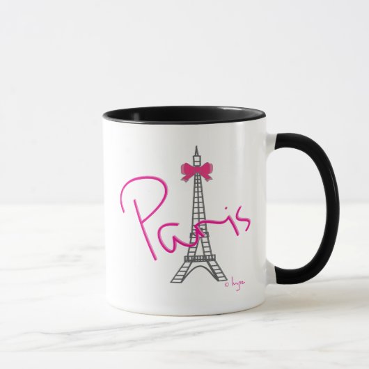 Mug Tour Eiffel Paris avec arc rose (Droite)