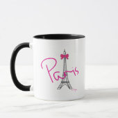 Mug Tour Eiffel Paris avec arc rose (Gauche)