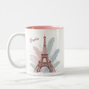 Mug Tour Eiffel Paris avec Plumes Pastel