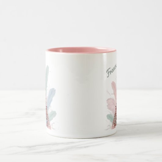 Mug Tour Eiffel Paris avec Plumes Pastel (Centre)