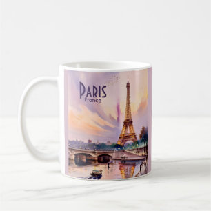 Mug Tour Eiffel Paris France Coucher de soleil Aquarel