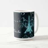 Mug Tour Eiffel Turquoise Floral (Devant droit)
