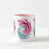 Mug Tourbillon Abstrait en Rose et vert pastels. (Centre)