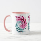 Mug Tourbillon Abstrait en Rose et vert pastels. (Gauche)