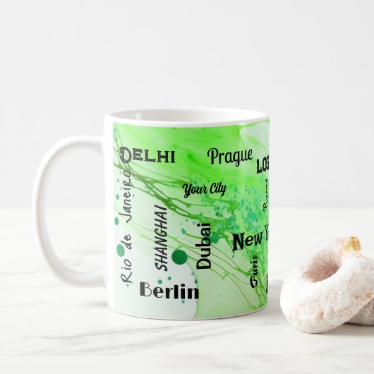 Mug tourbillon de marbre vert de printemps néon Mega v (Avec donut)