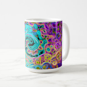 Mug Tourbillon Liquide Rétro Abstrait Groovy Bleu Aqua